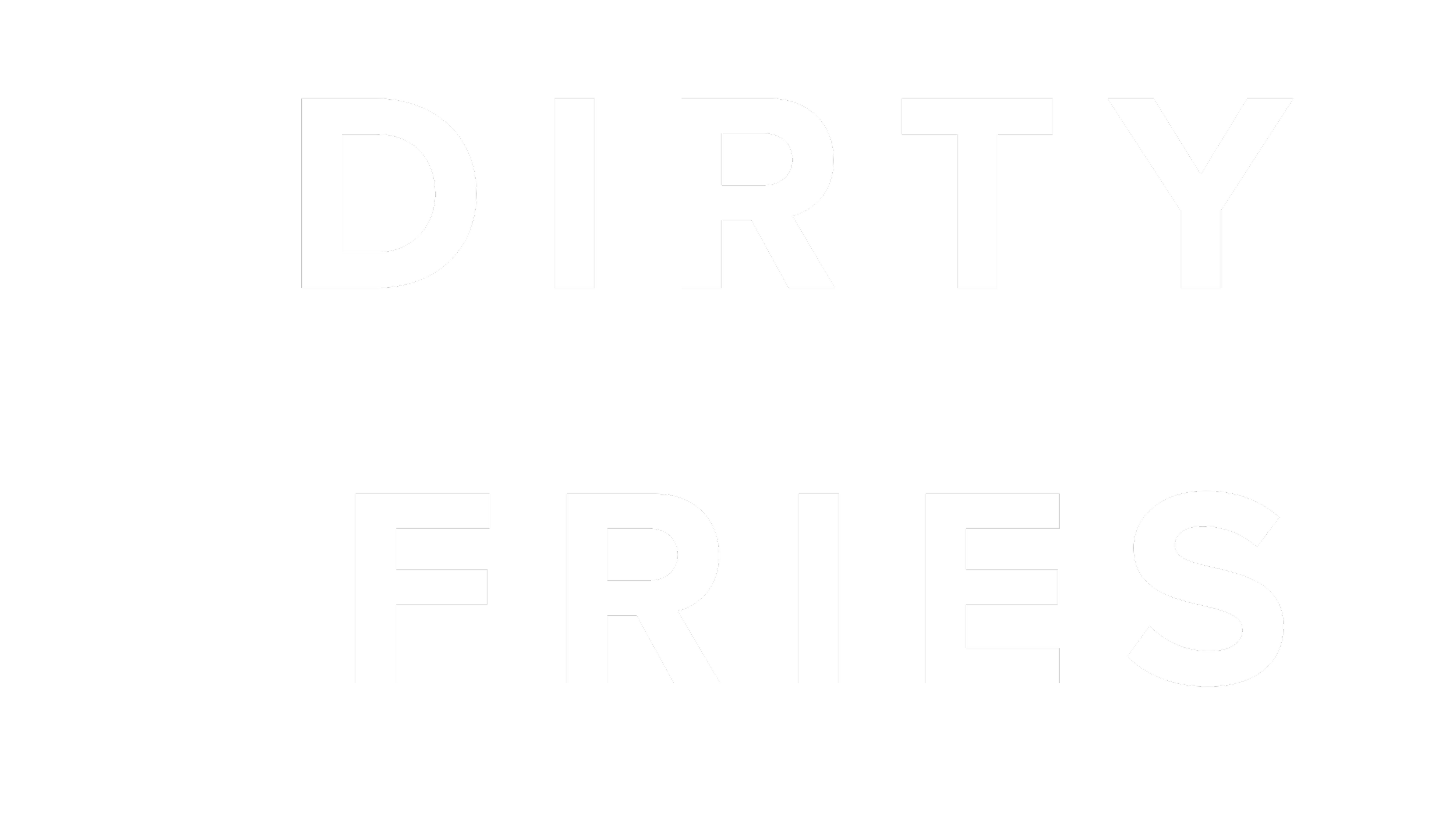 Black background with white text reading "DIRTY FRIES" in large font.