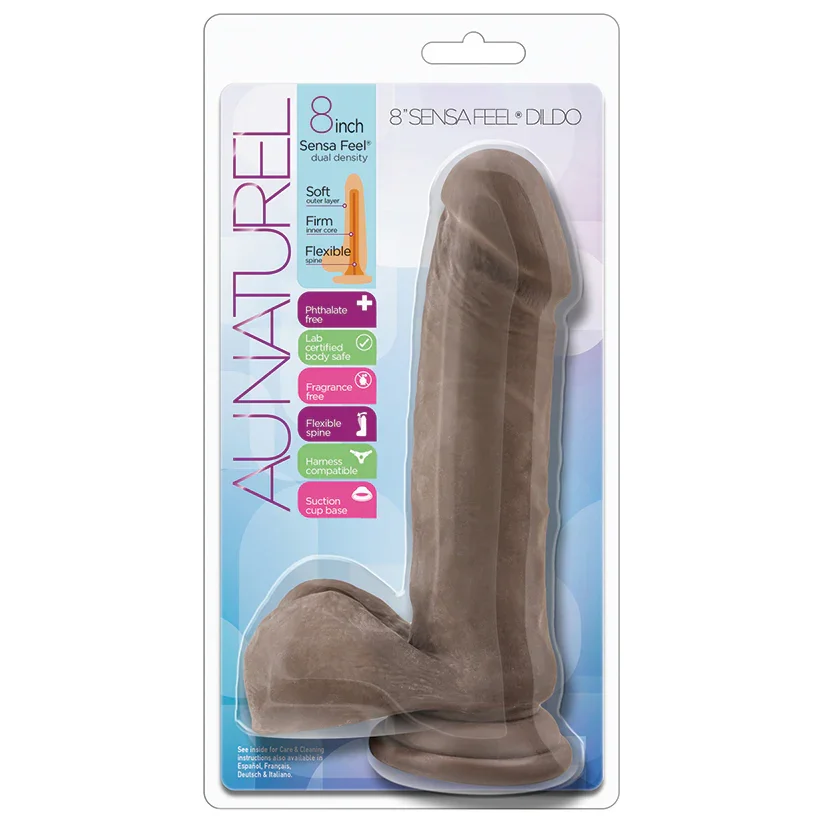 Au Naturel Sensa Feel Dildo 8 with balls Chocolate Package.webp