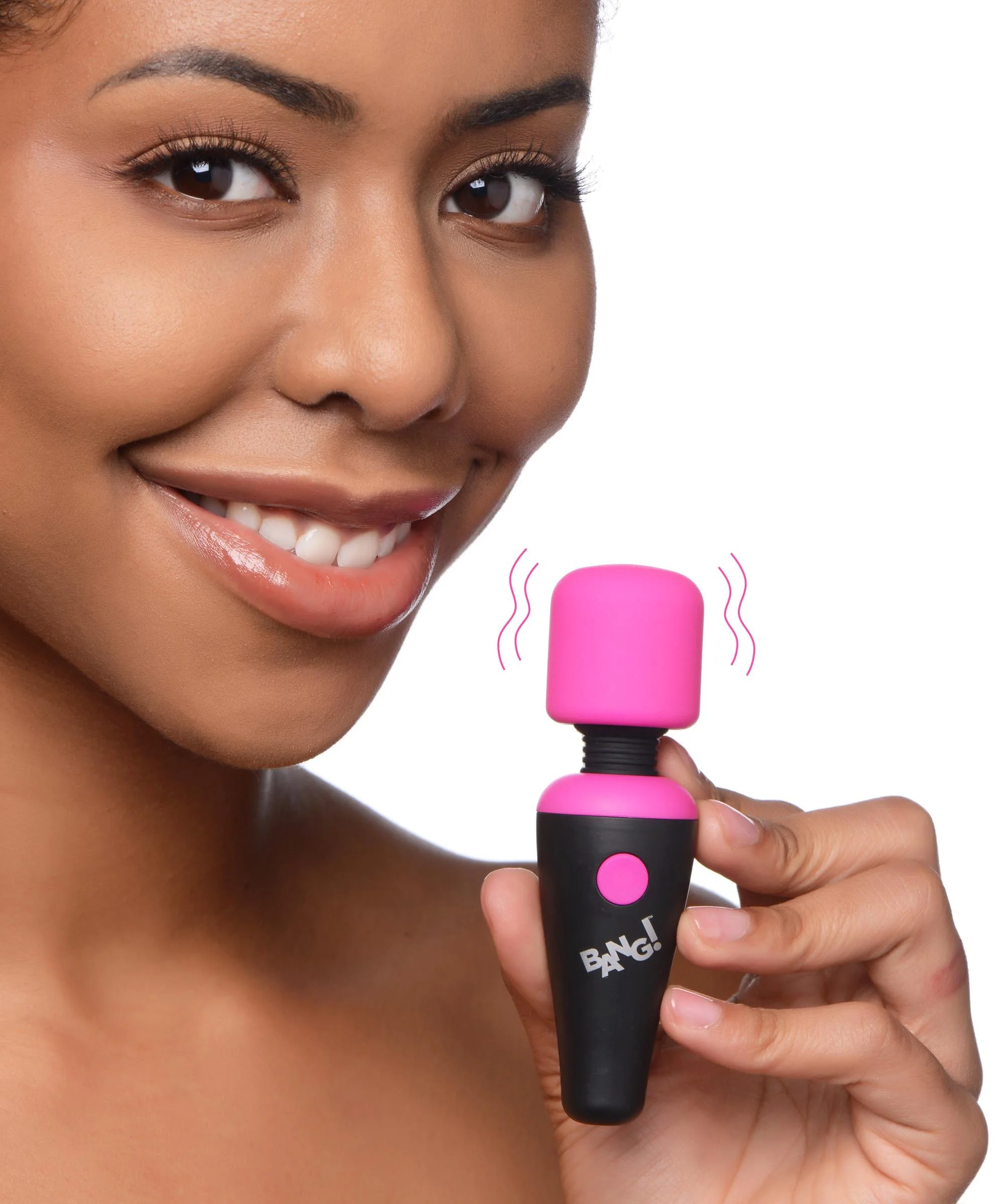 Bang! 10x Vibrating Mini Wand Pink Held.jpg