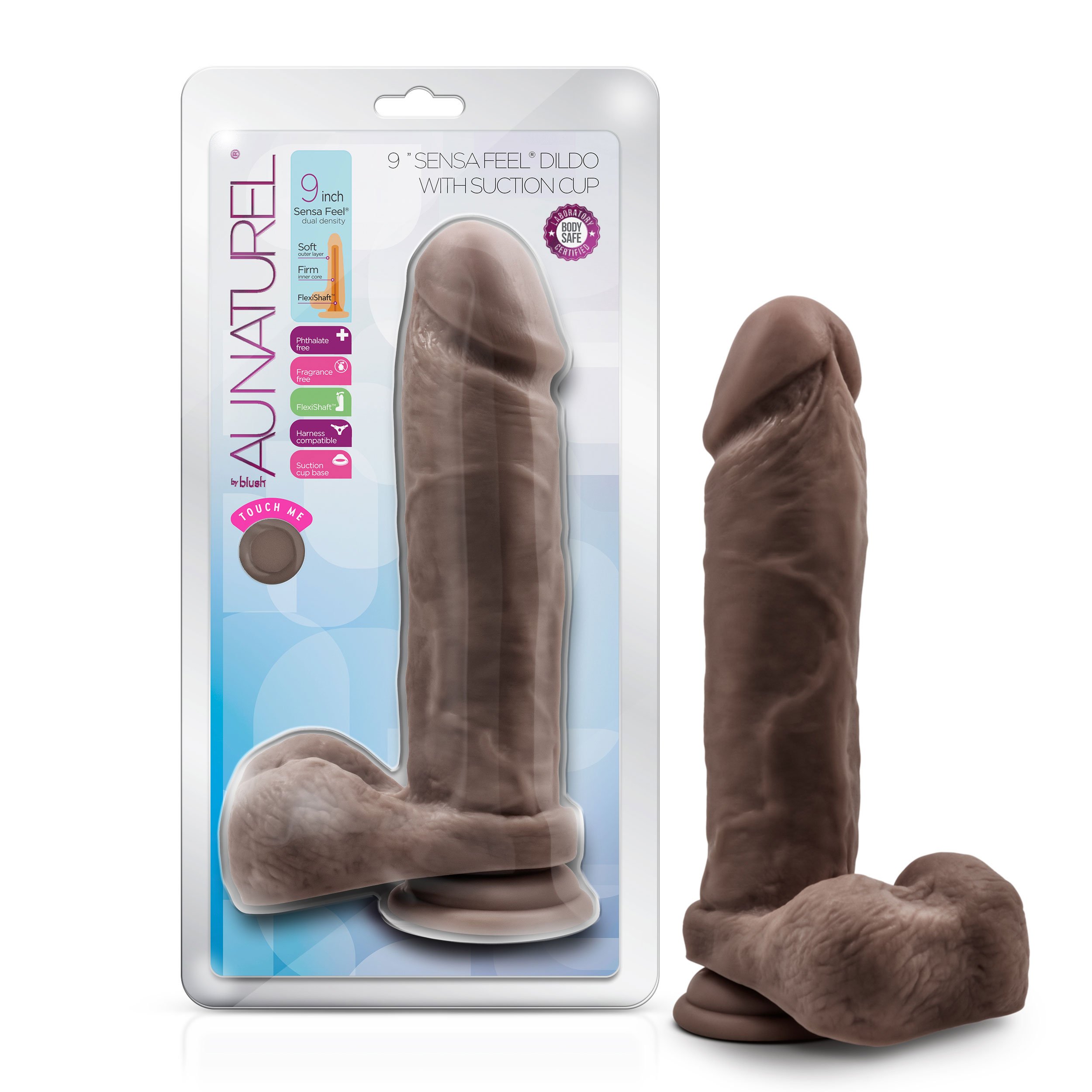 Au Naturel Sensa Feel Dildo 9 Chocolate Package.jpg