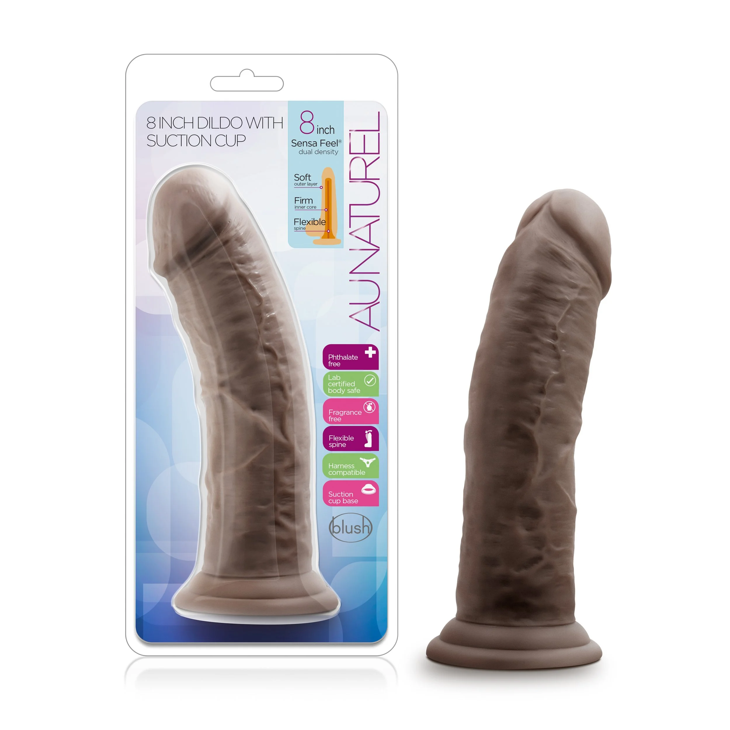 Au Naturel Sensa Feel Dildo 8 Chocolate.jpg
