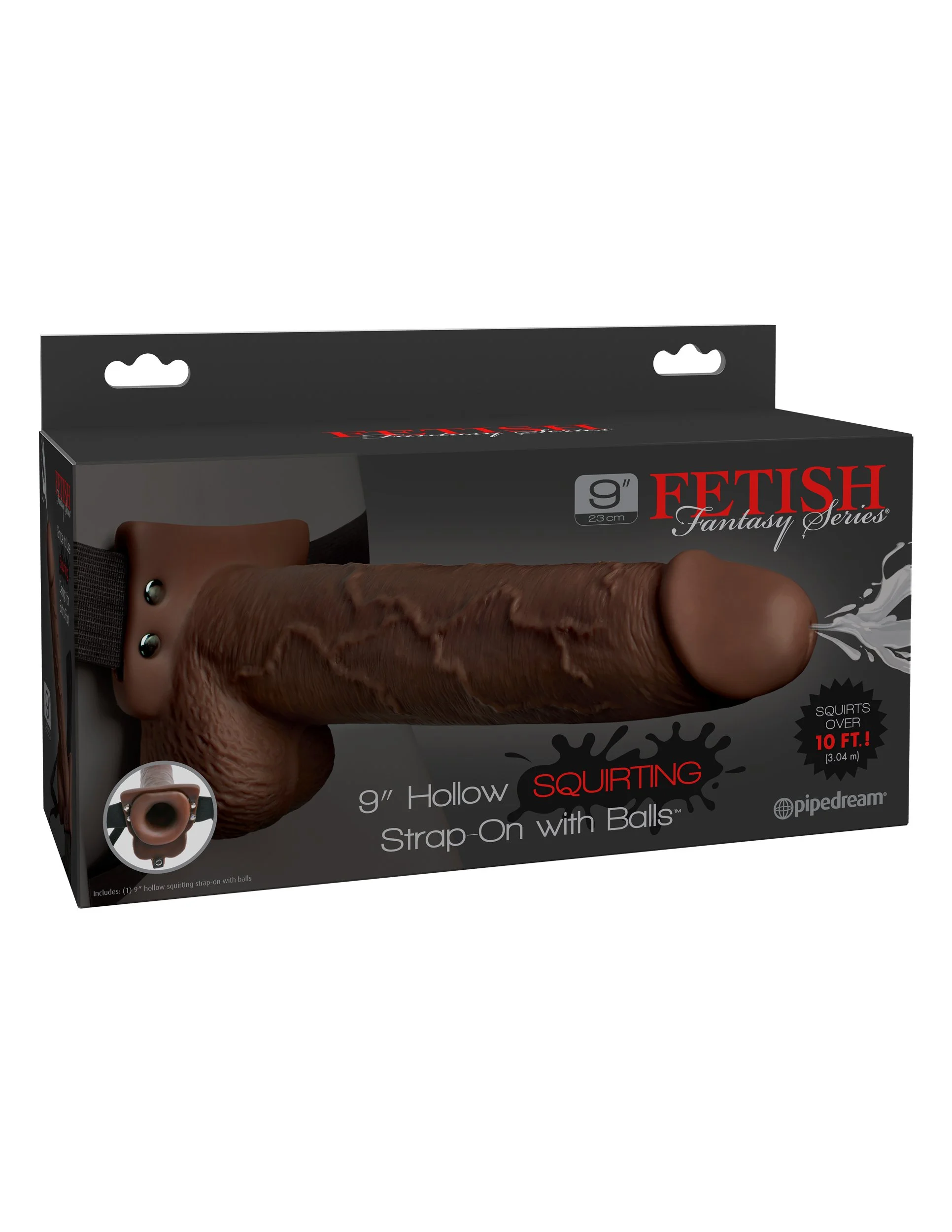 9" Hollow Squirting Strap-On with Balls
