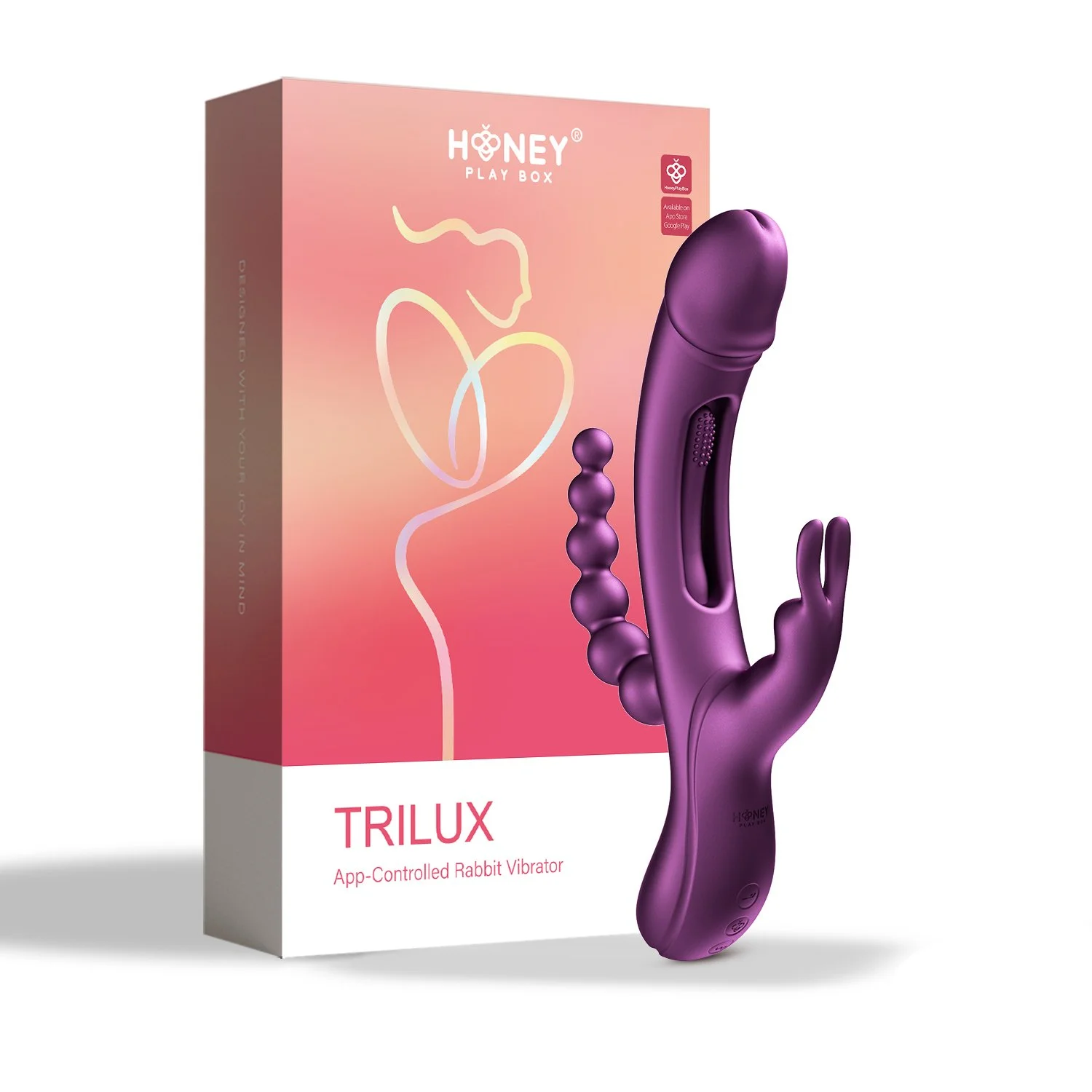 Trilux- App Controlled Rabbit Vibrator Purple Package & Item.jpg