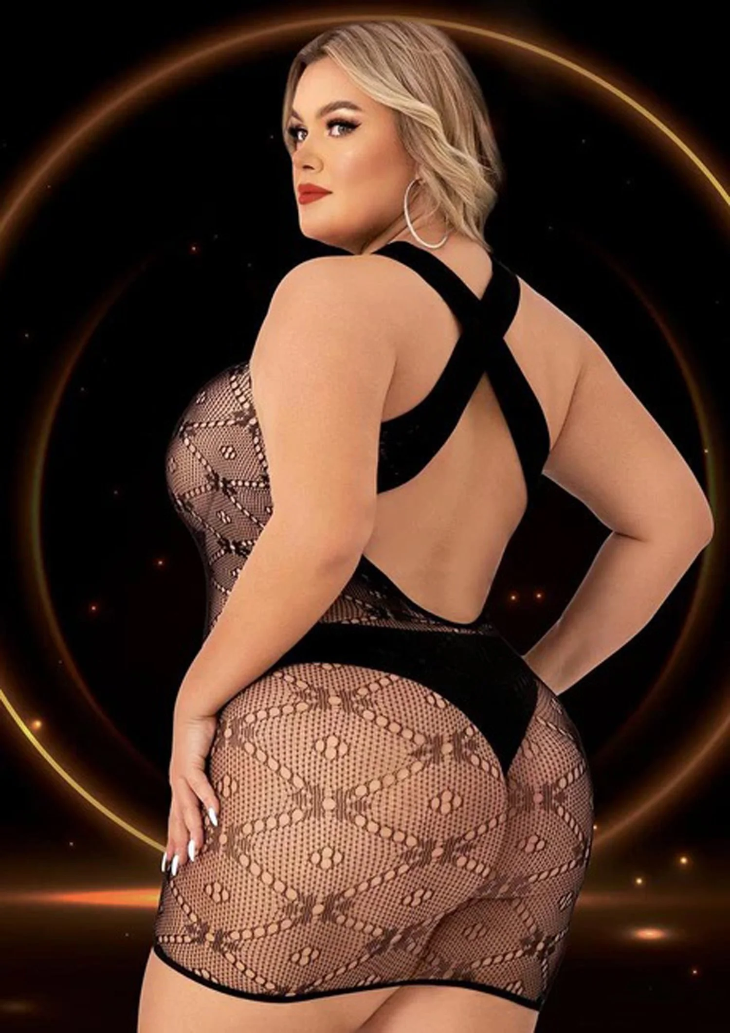 Halter Top Mini Dress Queen Size Black Back.jpg