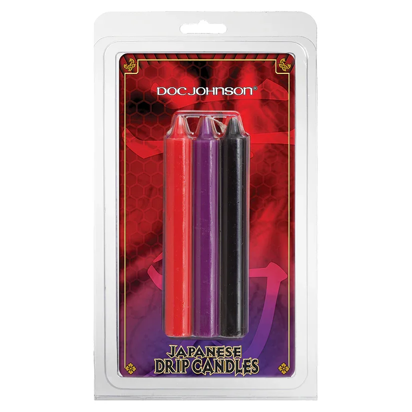 Japanese Drip Candles 3 pack Red Purple Black.webp