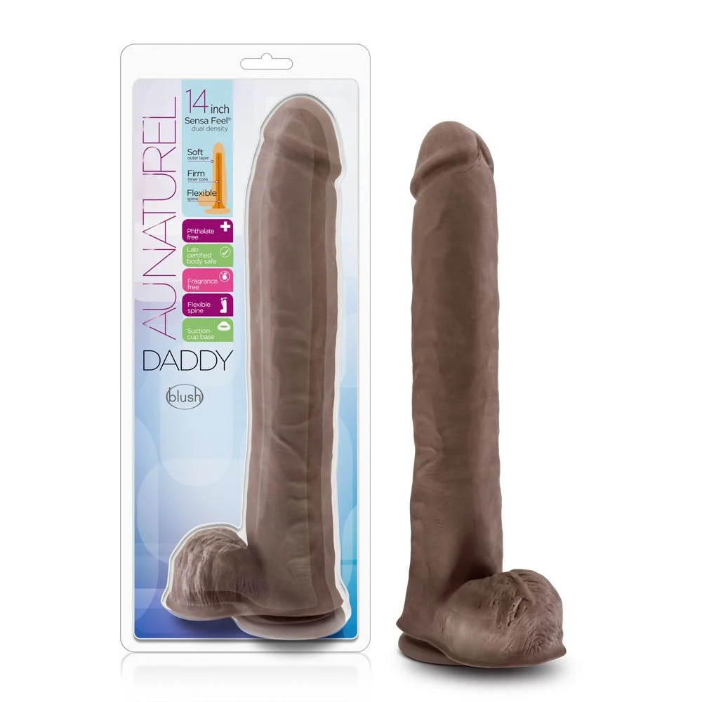 Au Naturel Sensa Feel Dildo 14 Daddy Chocolate Package & Item.jpg