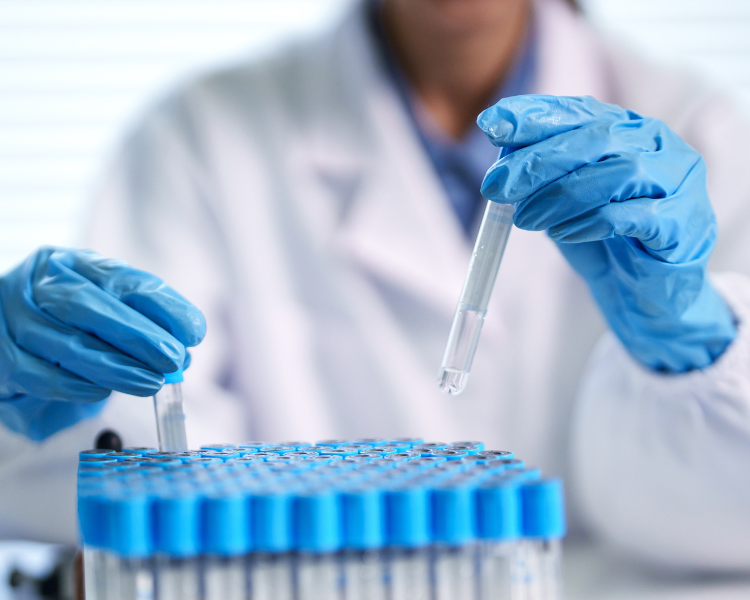 A scientist testing water samples