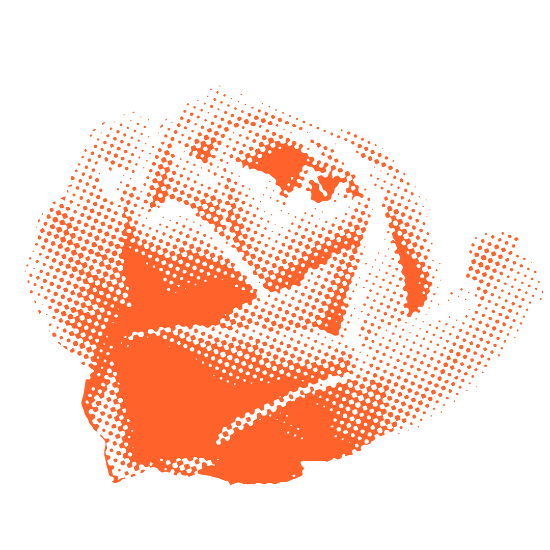 An abstract outline icon with geometric and diagonal lines across a circle shape.