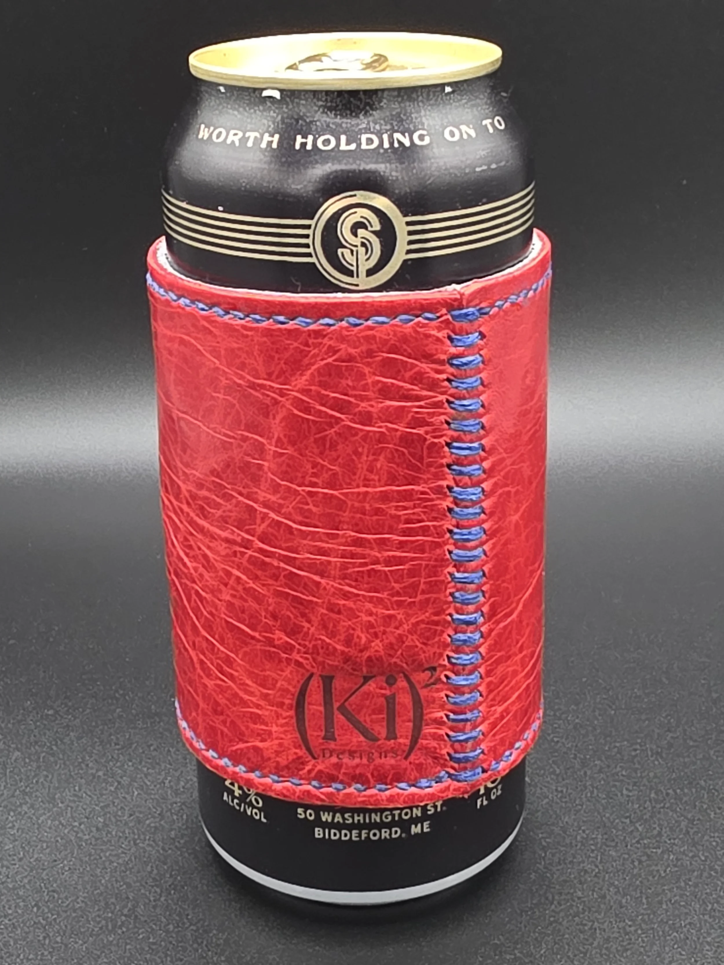 Scrappy Standard Can Drinkin' Buddy: Red-Orange with Cobalt Thread