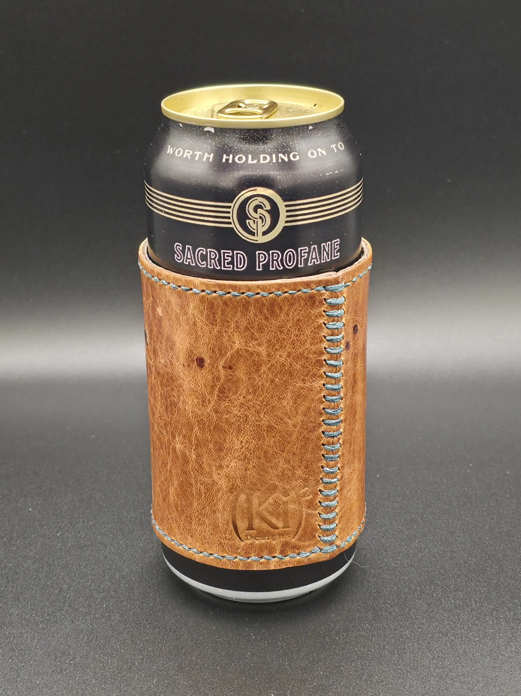 Scrappy Standard Can Drinkin' Buddy: Brown with Teal Thread