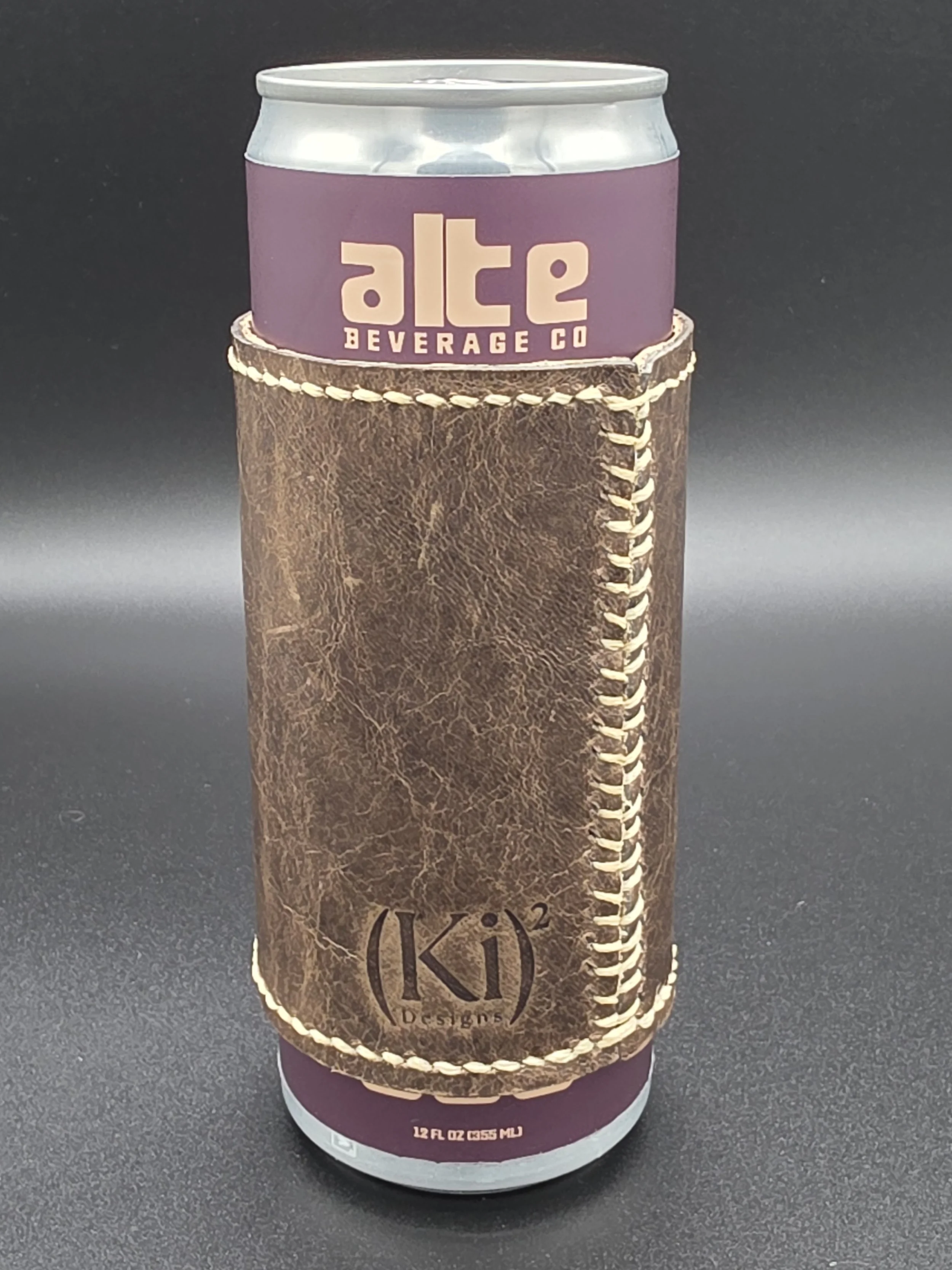 Scrappy Slim Can Drinkin' Buddy: Brown with Tan Baseball Stitching