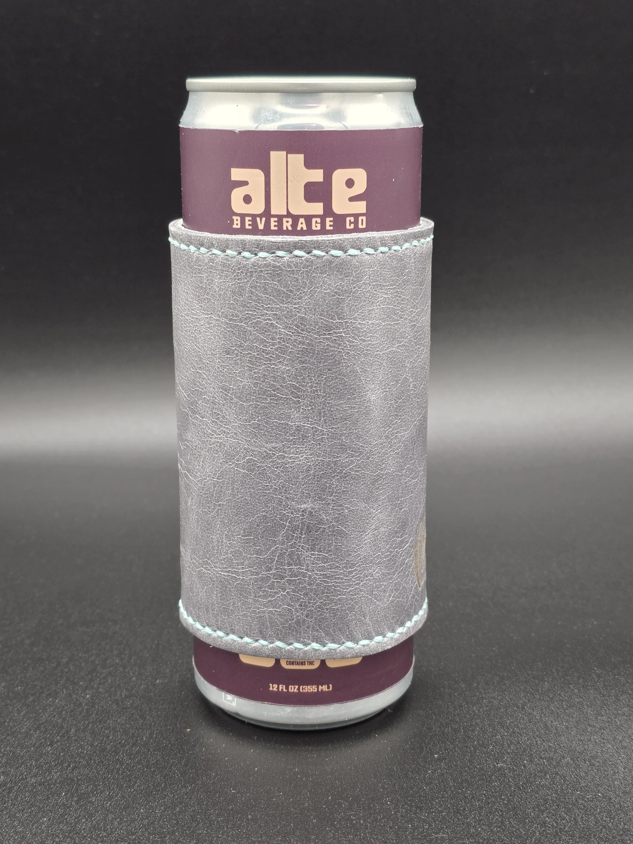 Slim Can Drinkin' Buddy: Gray with Ice Blue Thread