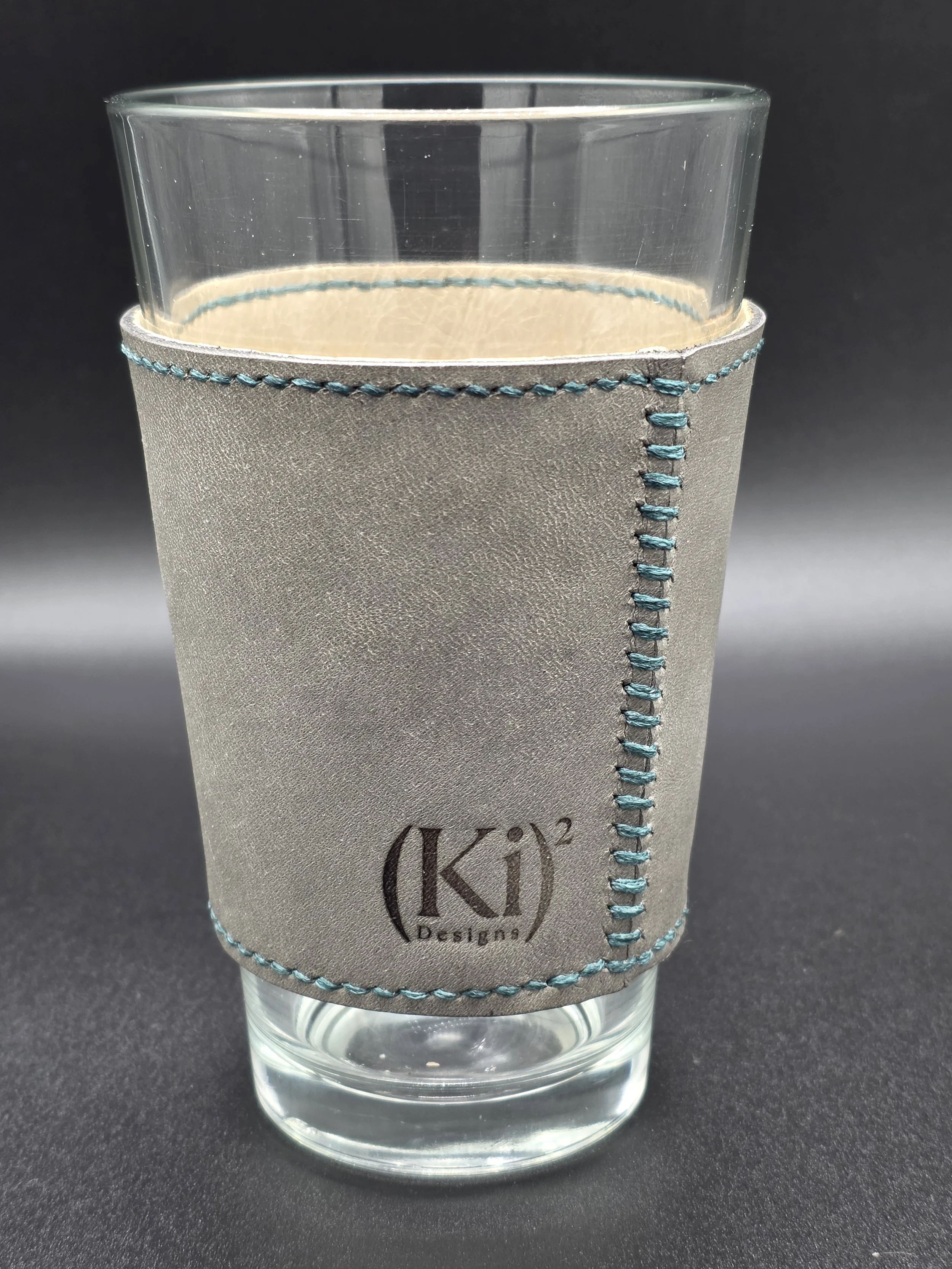 Scrappy Pint Drinkin' Buddy: Gray with Teal Thread