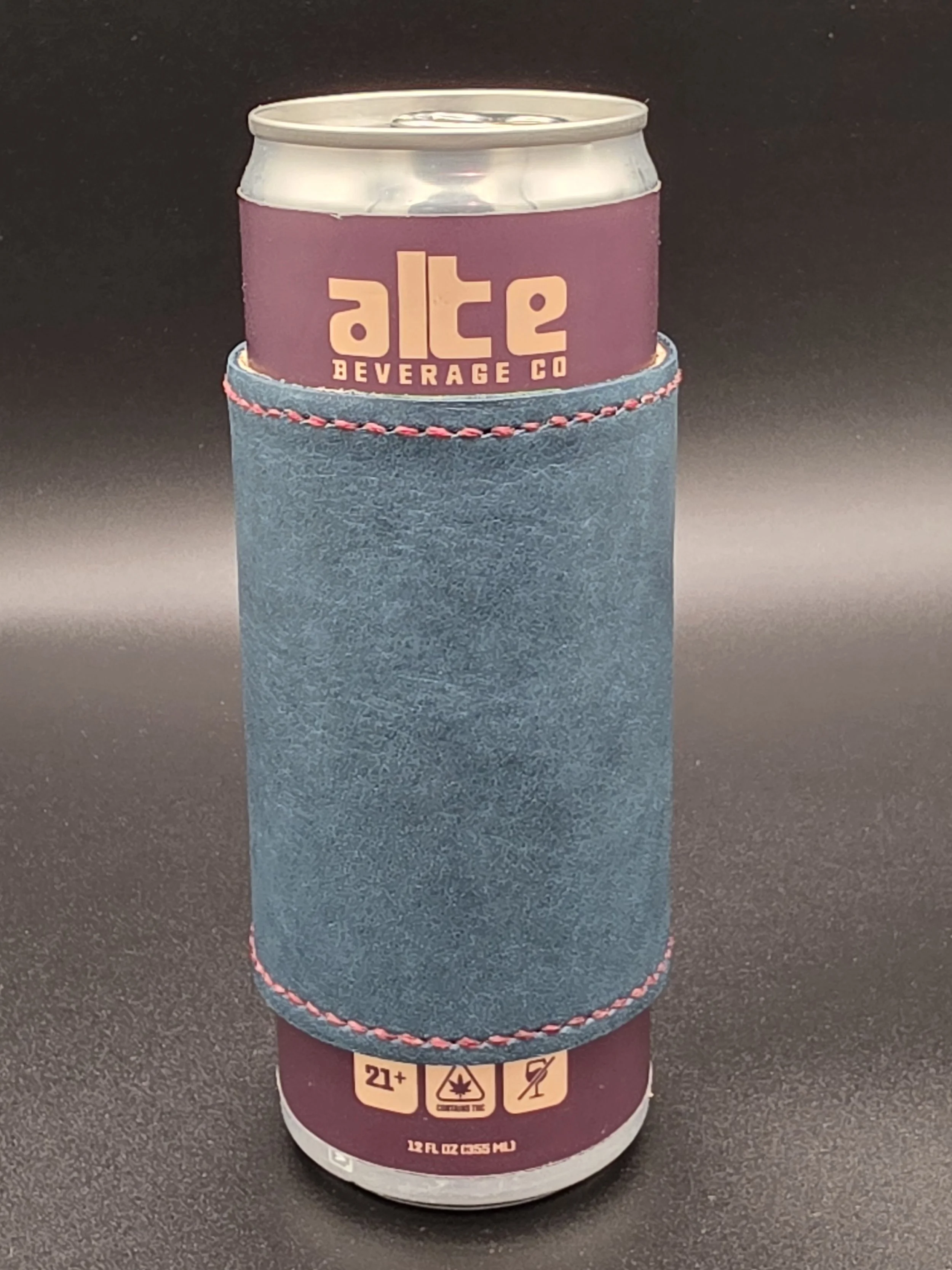 Slim Can Drinkin' Buddy: Teal with Maroon Thread