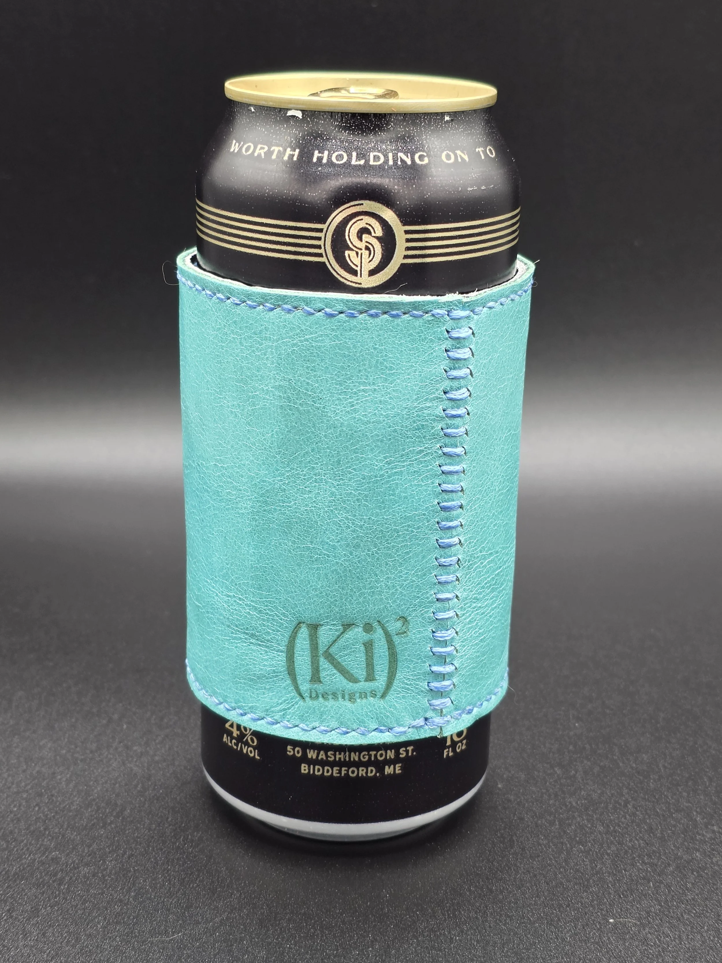 Scrappy Standard Can Drinkin' Buddy: Aqua with Blue Thread