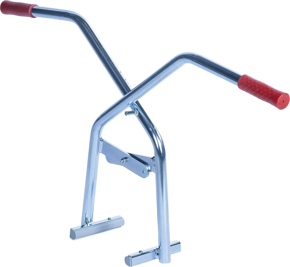 Verzinkte manuelle Bordsteinzange der Marke Probst mit roten Handgriffen zur Miete für das sichere und ergonomische Heben und Setzen von Bord- und Randsteinen von Hand.