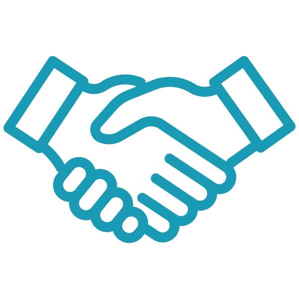 Handshake-Icon, steht für faire Zusammenarbeit und zuverlässigen Service.
