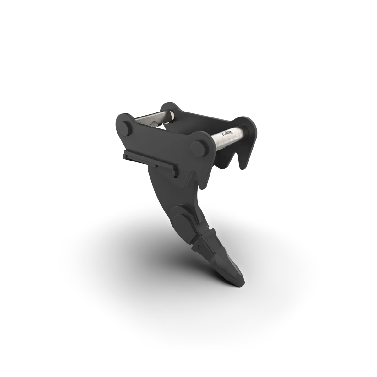 Schwarzer Reißzahn als Bagger-Anbaugerät für schwere Aufbrucharbeiten zur Miete.