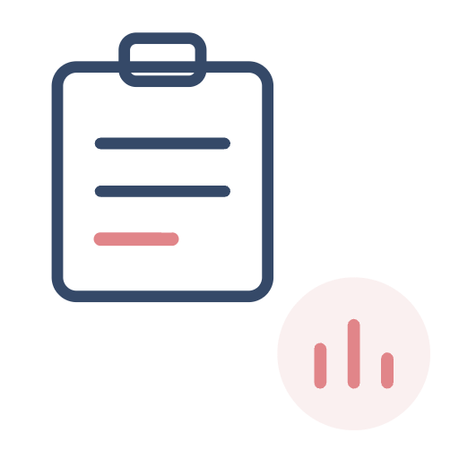 Clipboard with a bar chart
