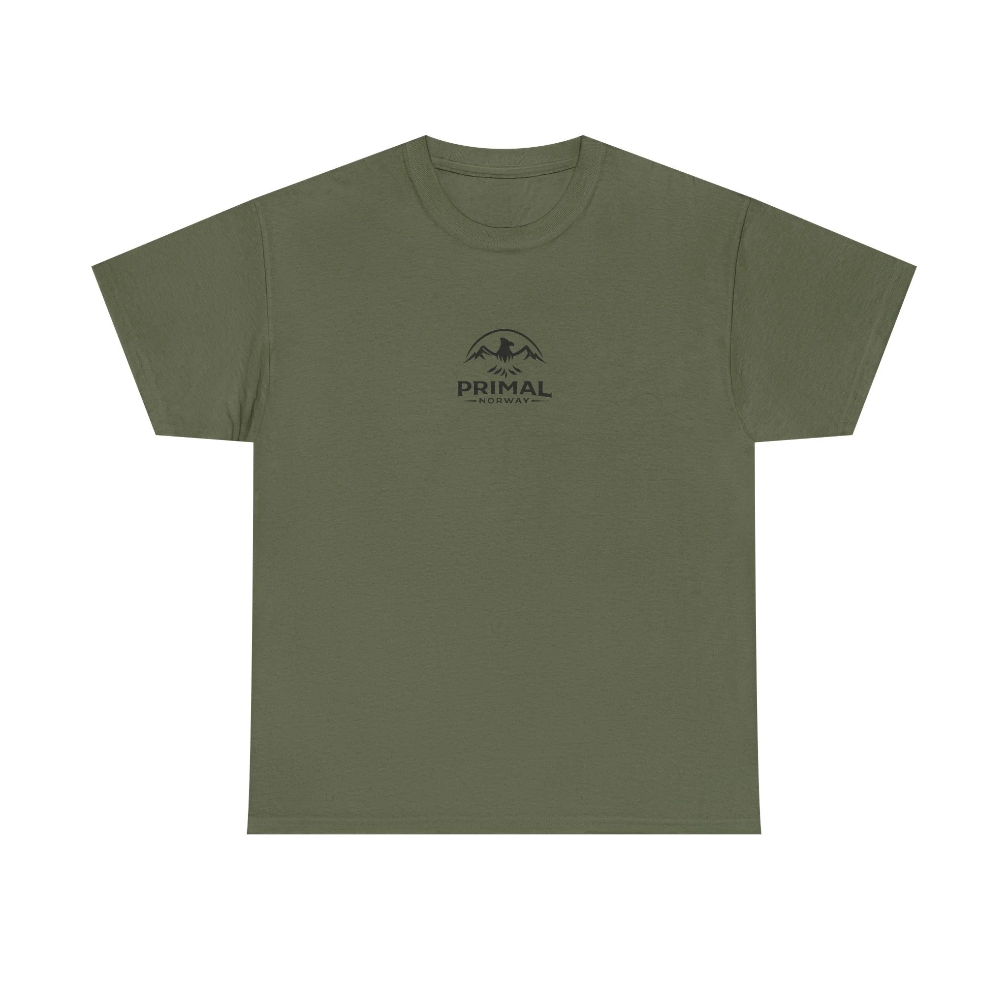 Primal Norway Mountain Logo Tee — Olive Outdoor Graphic T‑Shirt