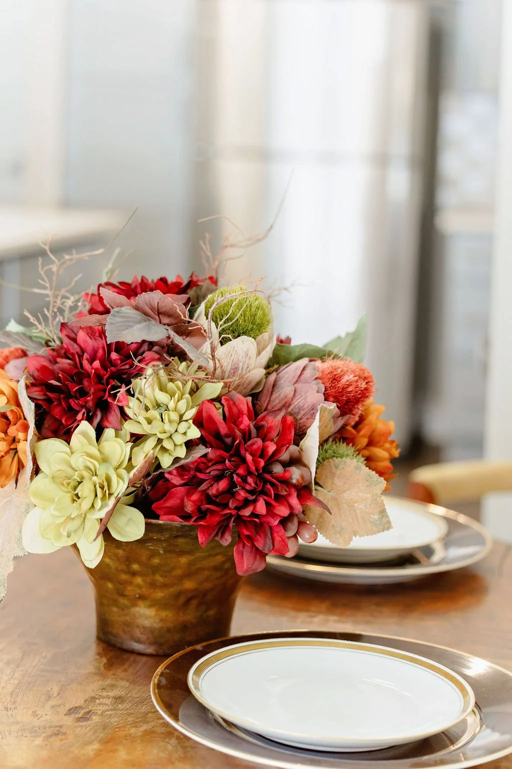 Place settings at dining room table.