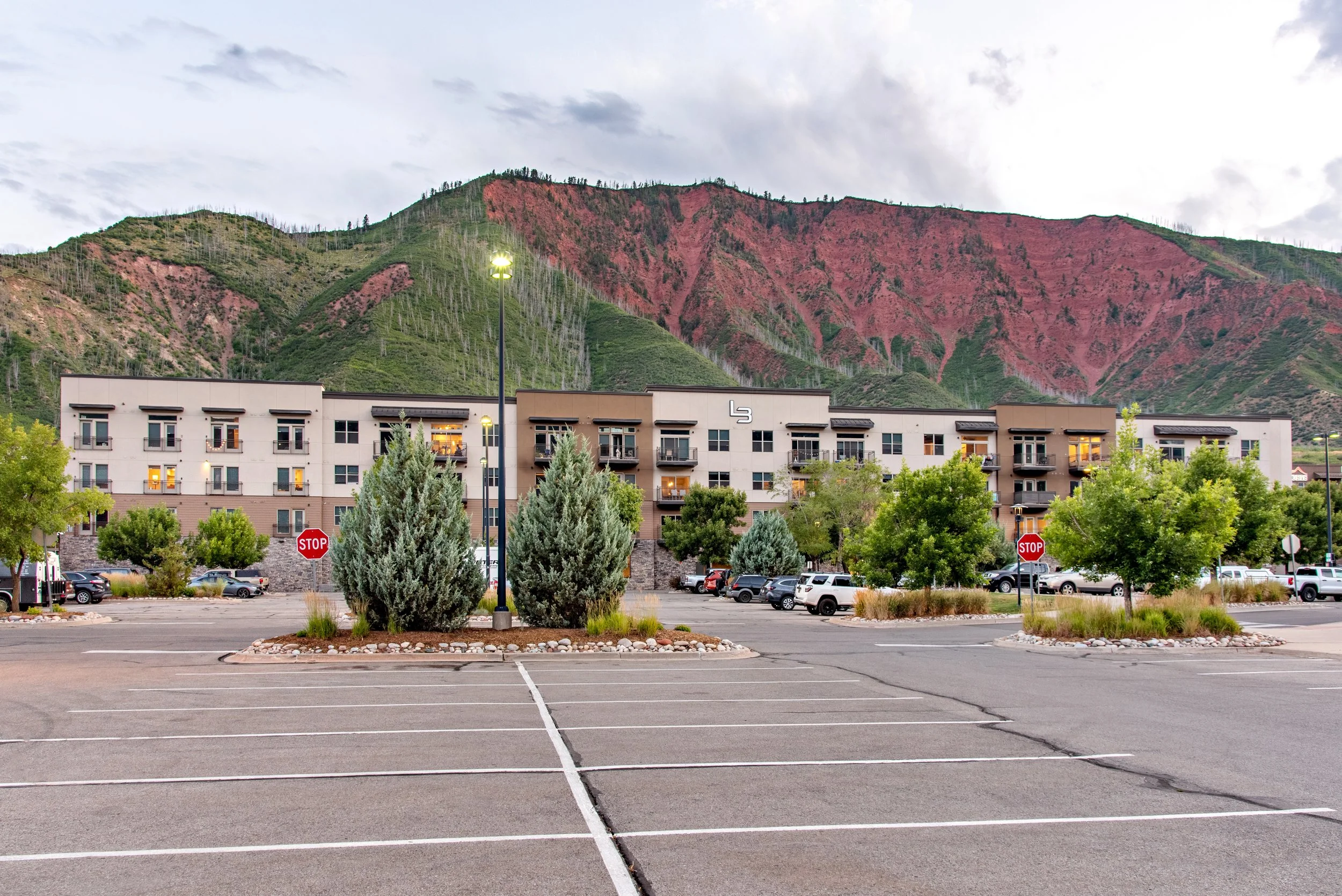 Back of the building facing the mountains