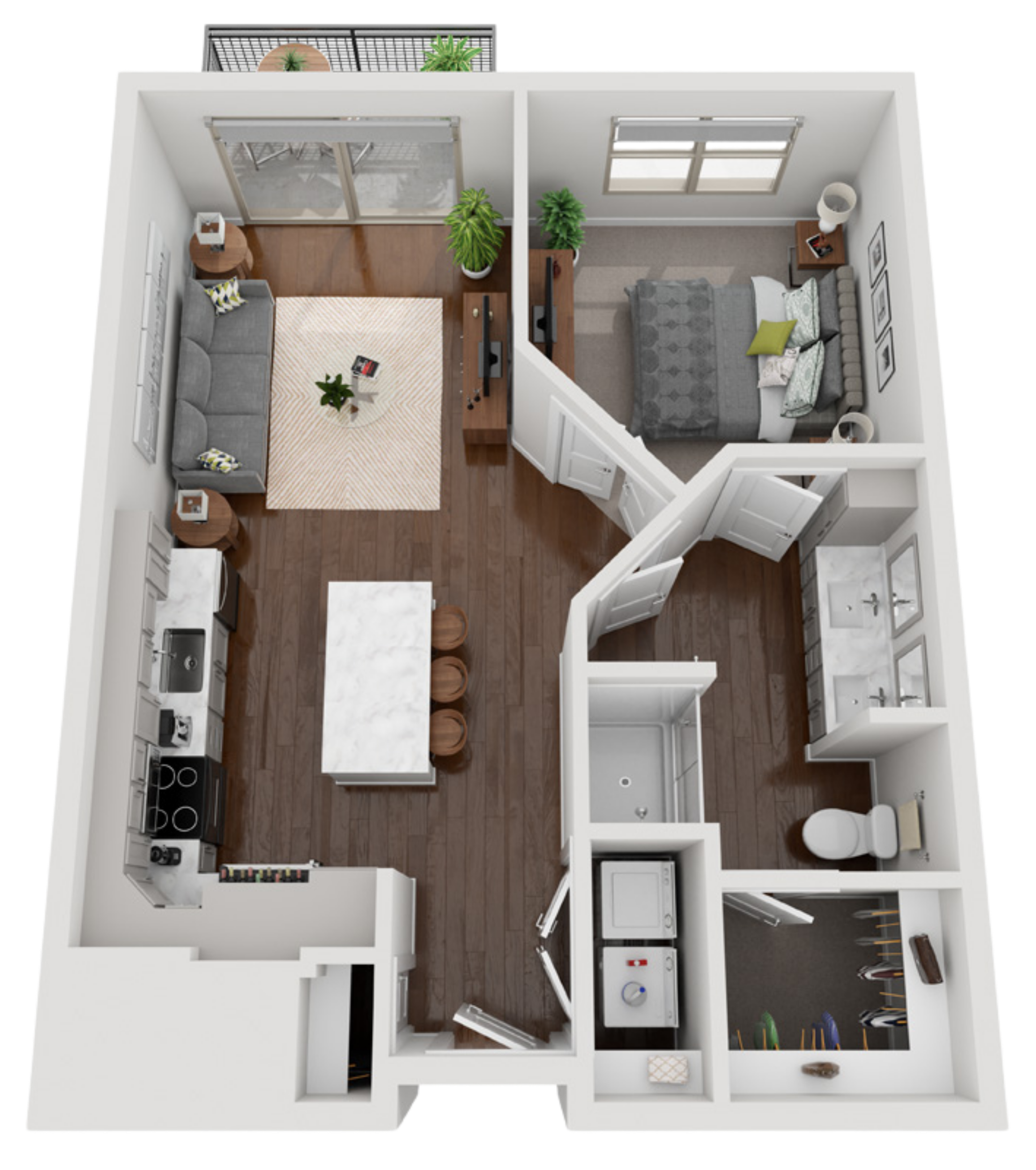 One bedroom floorplan
