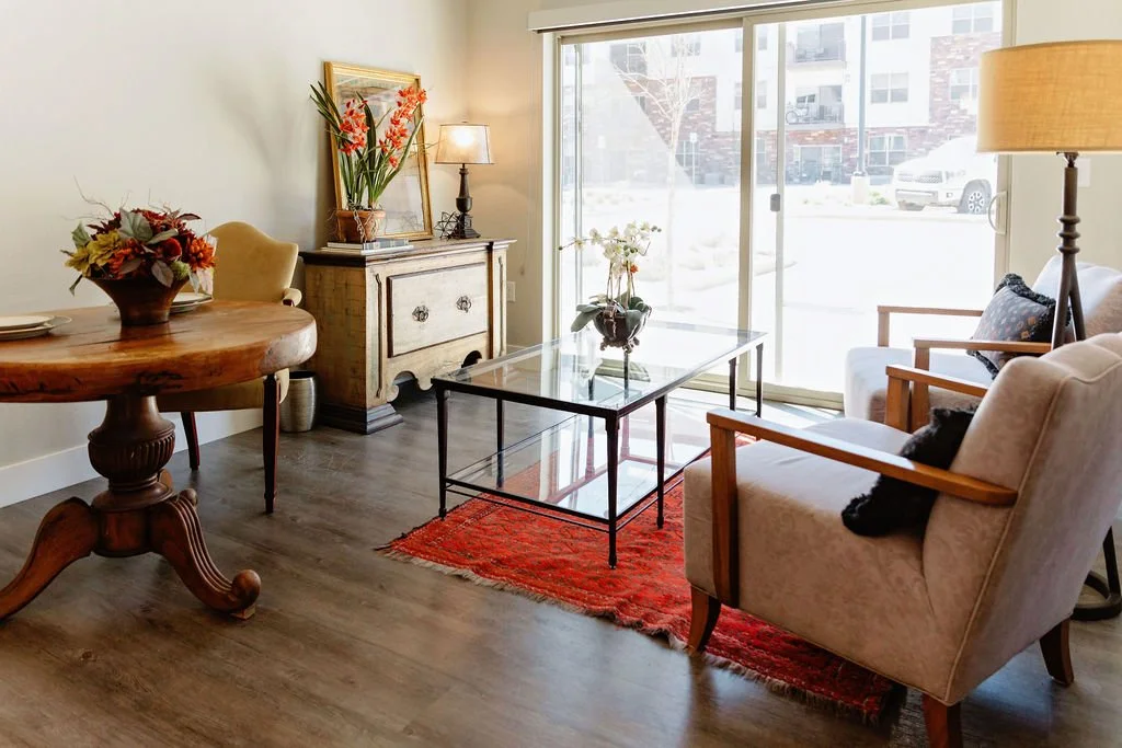 Living room in one bedroom condo.