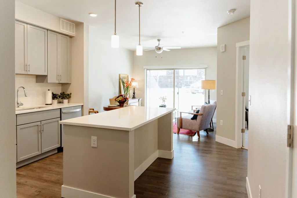 Looking into one bedroom from the front door