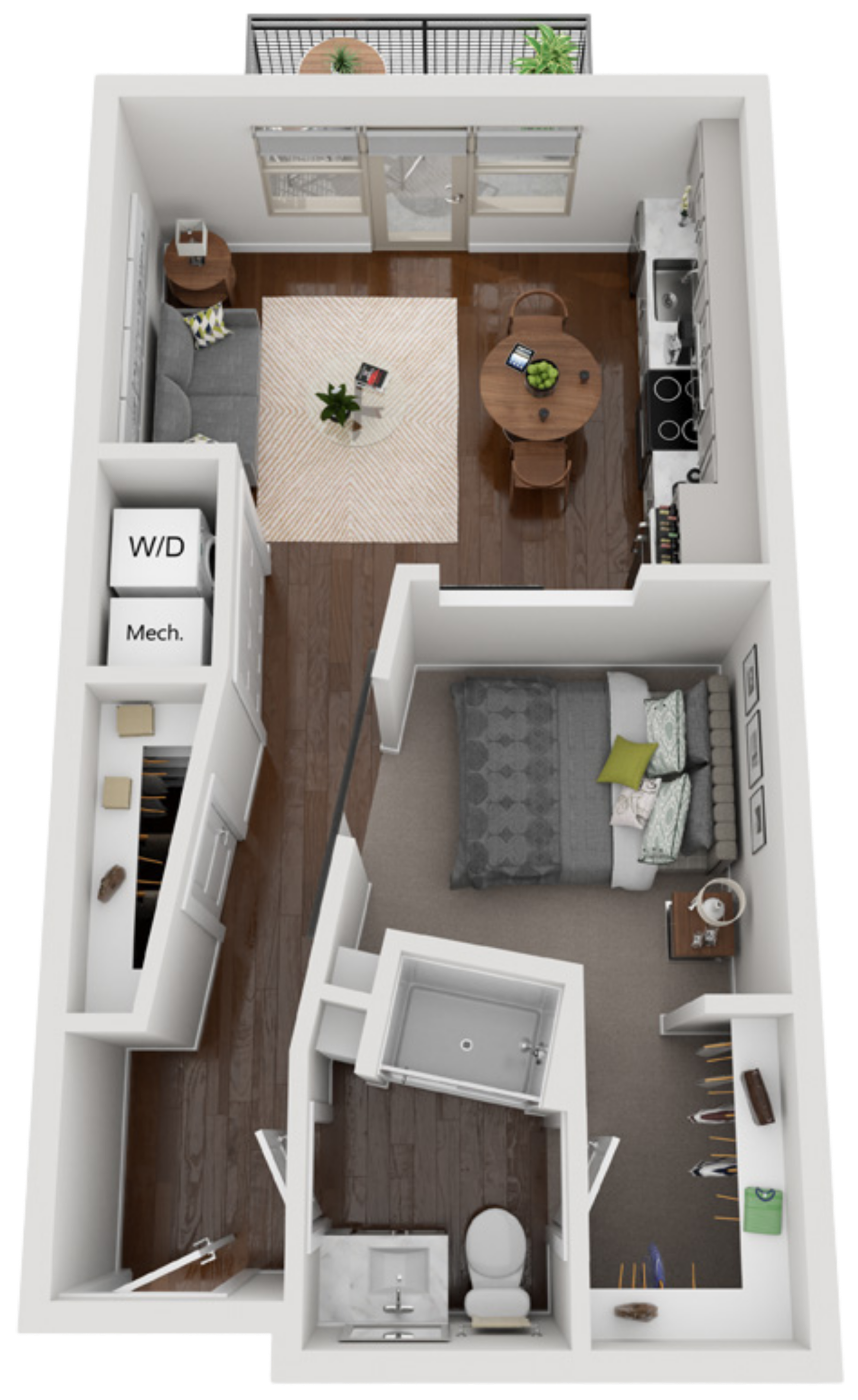 Jr. One-Bedroom floor plan at The Carter Glenwood Springs