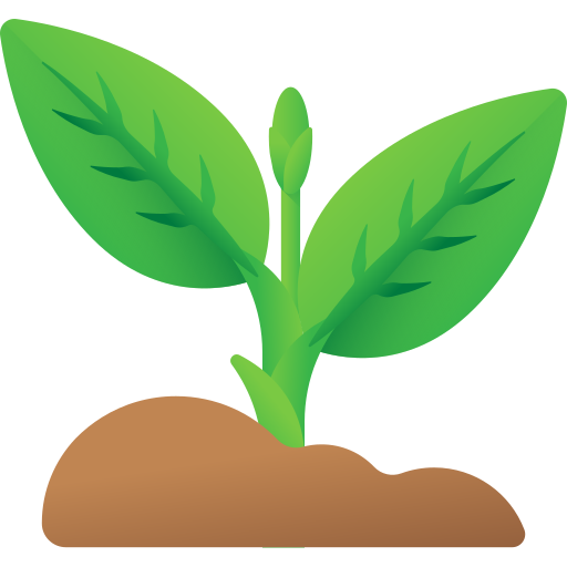 Illustration of a young green plant sprouting from the soil.