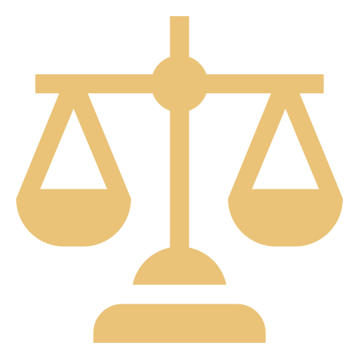 Icon of a balanced scale representing justice.