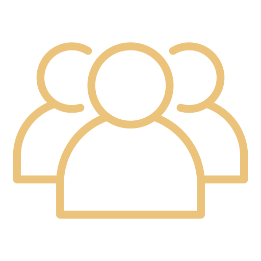 Icon of three people, representing a group or community.