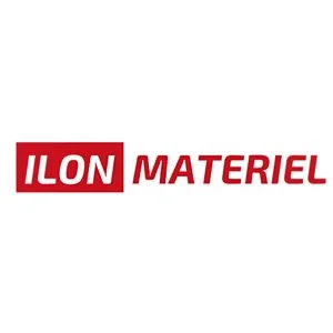 Logo d'ILON Matériel en rouge et blanc.