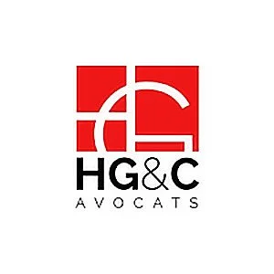 Logo de HG&C Avocats avec un symbole en rouge et le nom en noir.
