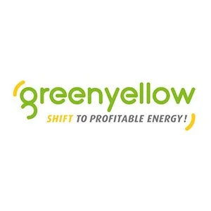 Logo de GreenYellow avec le texte 'SHIFT TO PROFITABLE ENERGY!'