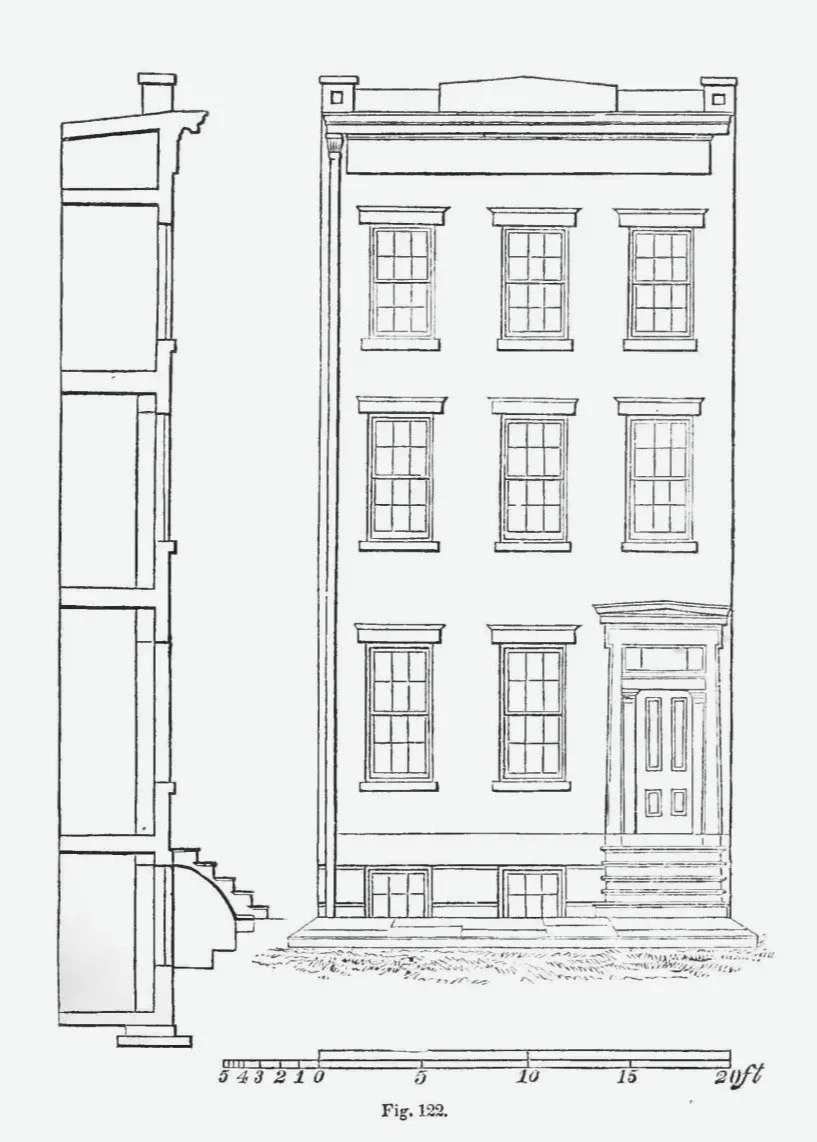 1844 Rowhouse Elevations and floorplans by Robert G. Hatfield
