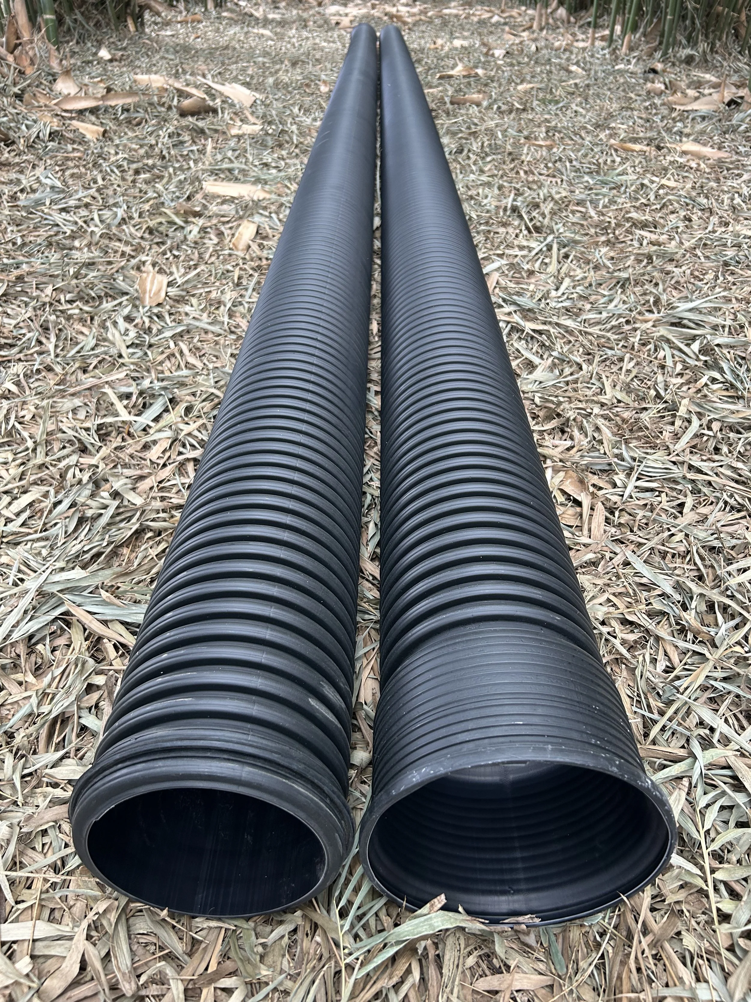 SN8 6" Double Wall Corrugated HDPE 20ft length Black