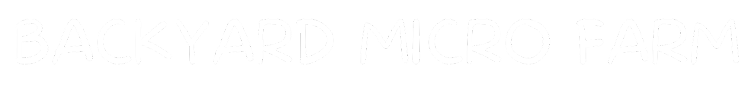 Text logo reading 'Backyard Micro Farm' in white handwritten-style font on a black background.