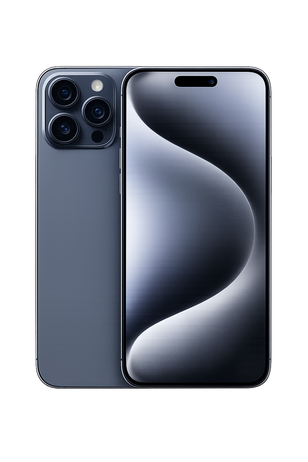 Een moderne smartphone met een groot scherm en drie cameralenzen aan de achterkant, getoond tegen een donkere achtergrond met rode lichteffecten.