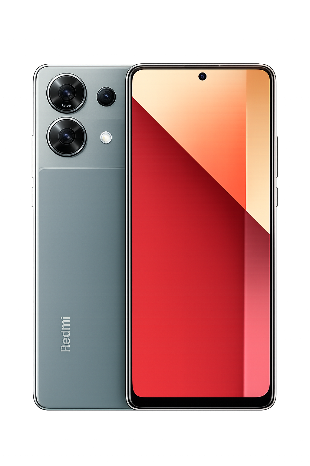 Een nieuw model van de Xiaomi Redmi-smartphone met een groot scherm en driedubbele camera op de achterkant.