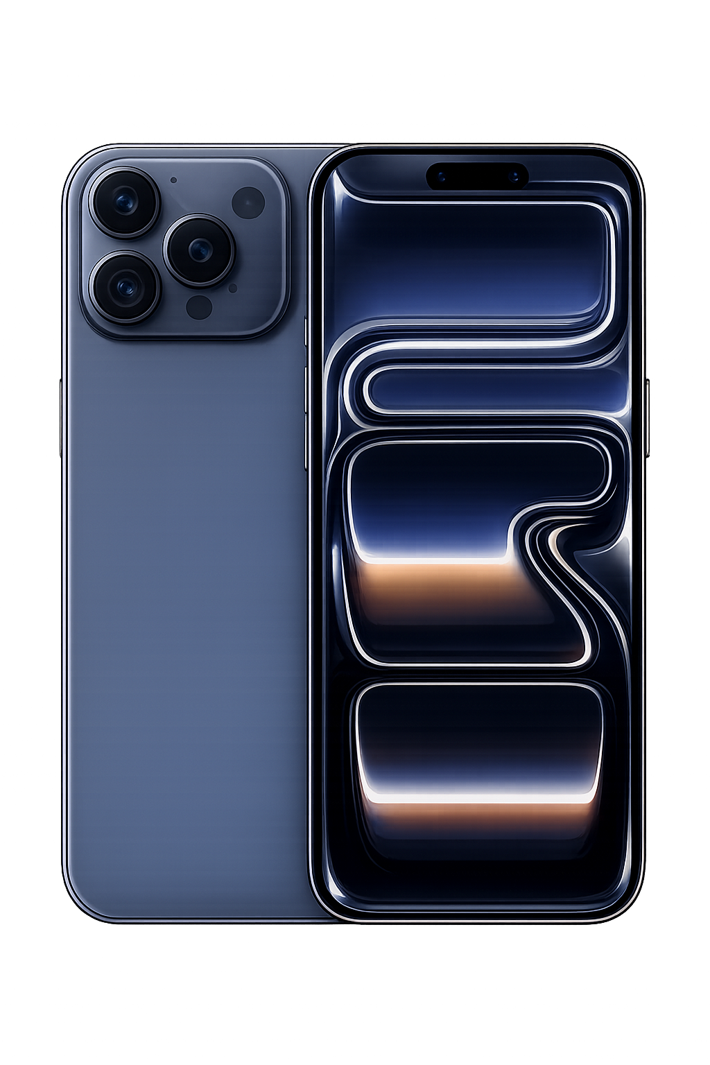 Close-up van een nieuwe iPhone met drie camera's en een kleurrijk, abstract display op het scherm.