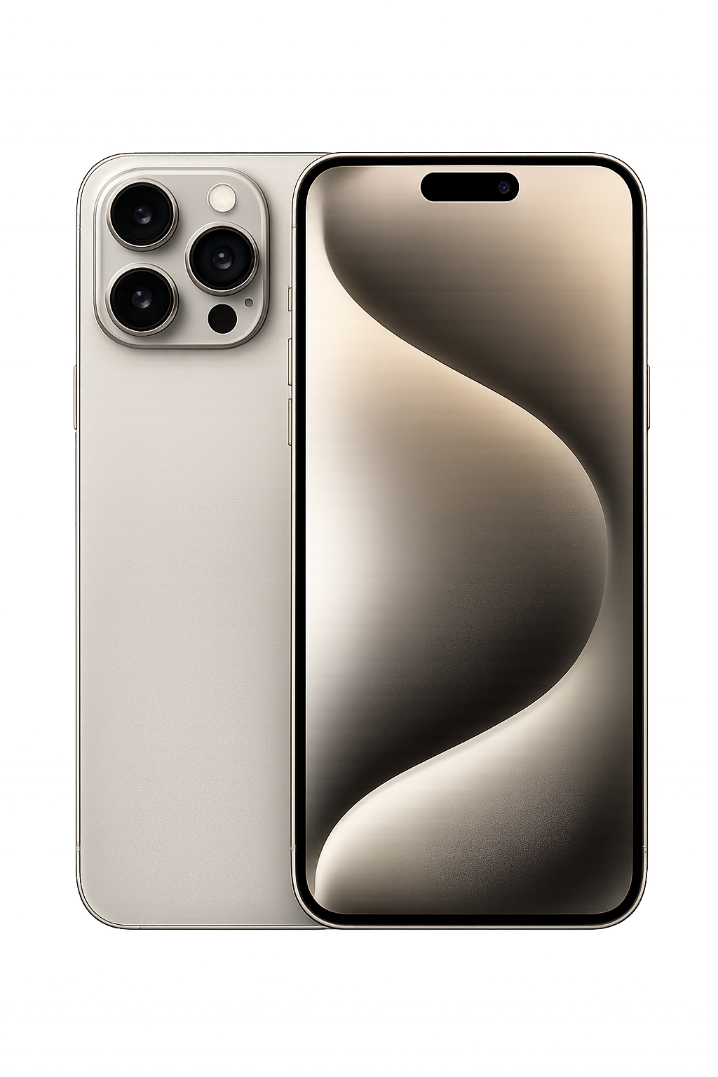 Een nieuwe iPhone met een zilveren behuizing en een groot scherm, naast een andere iPhone met een drie-camera setup op de achterkant.