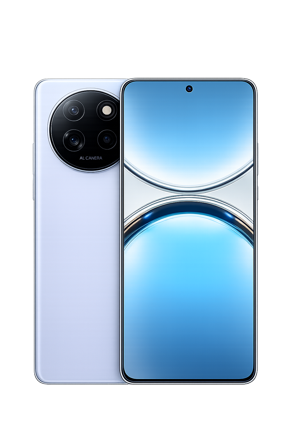 Een smartphones met een grote scherm en drie camera's op de achterkant.