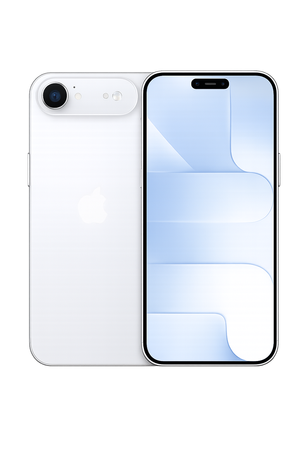 Een witte iPhone met een grote scherm en een camera aan de achterzijde, plaatsen voor een nieuw model.