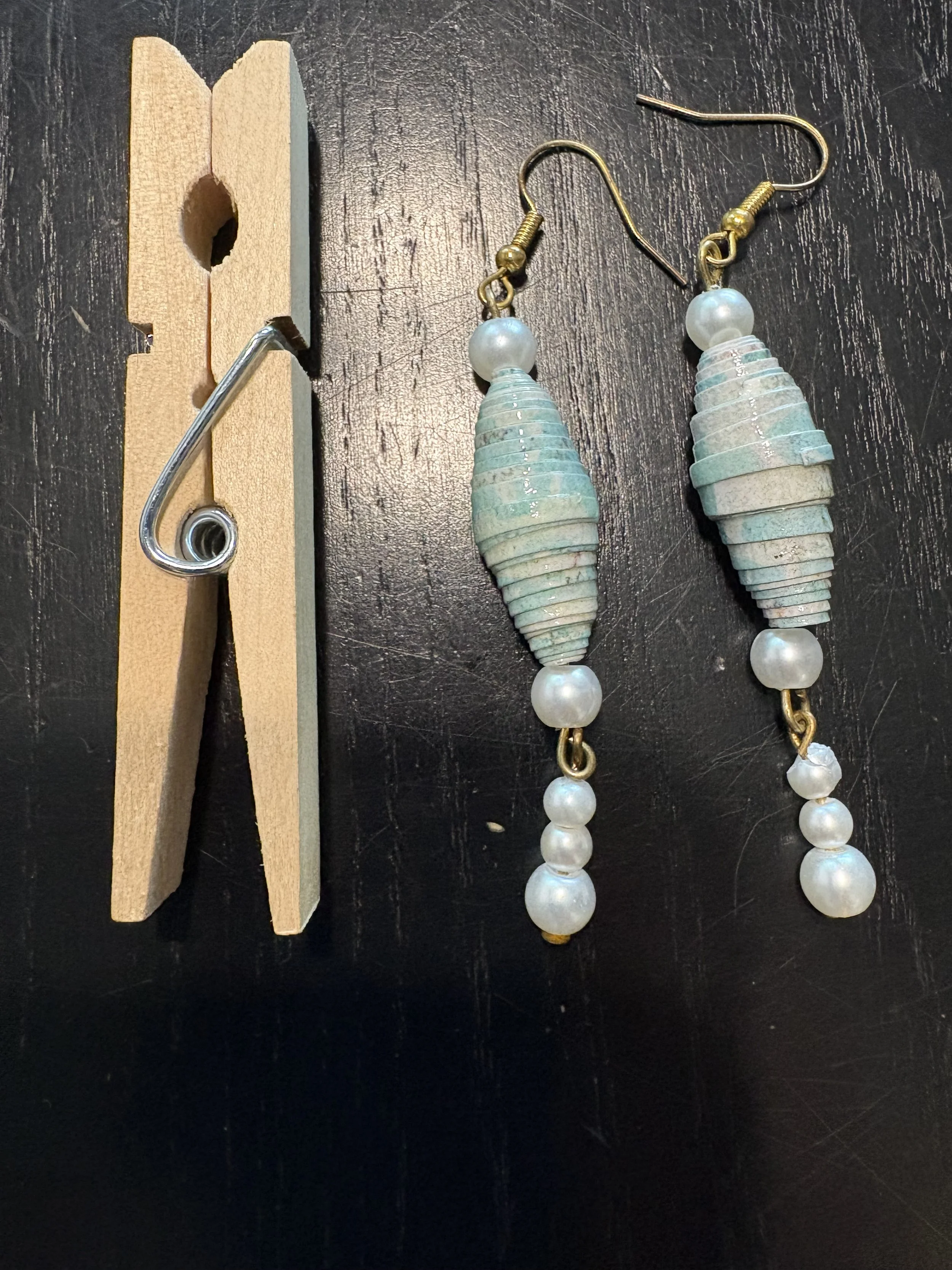 Dangly paper bead earrings