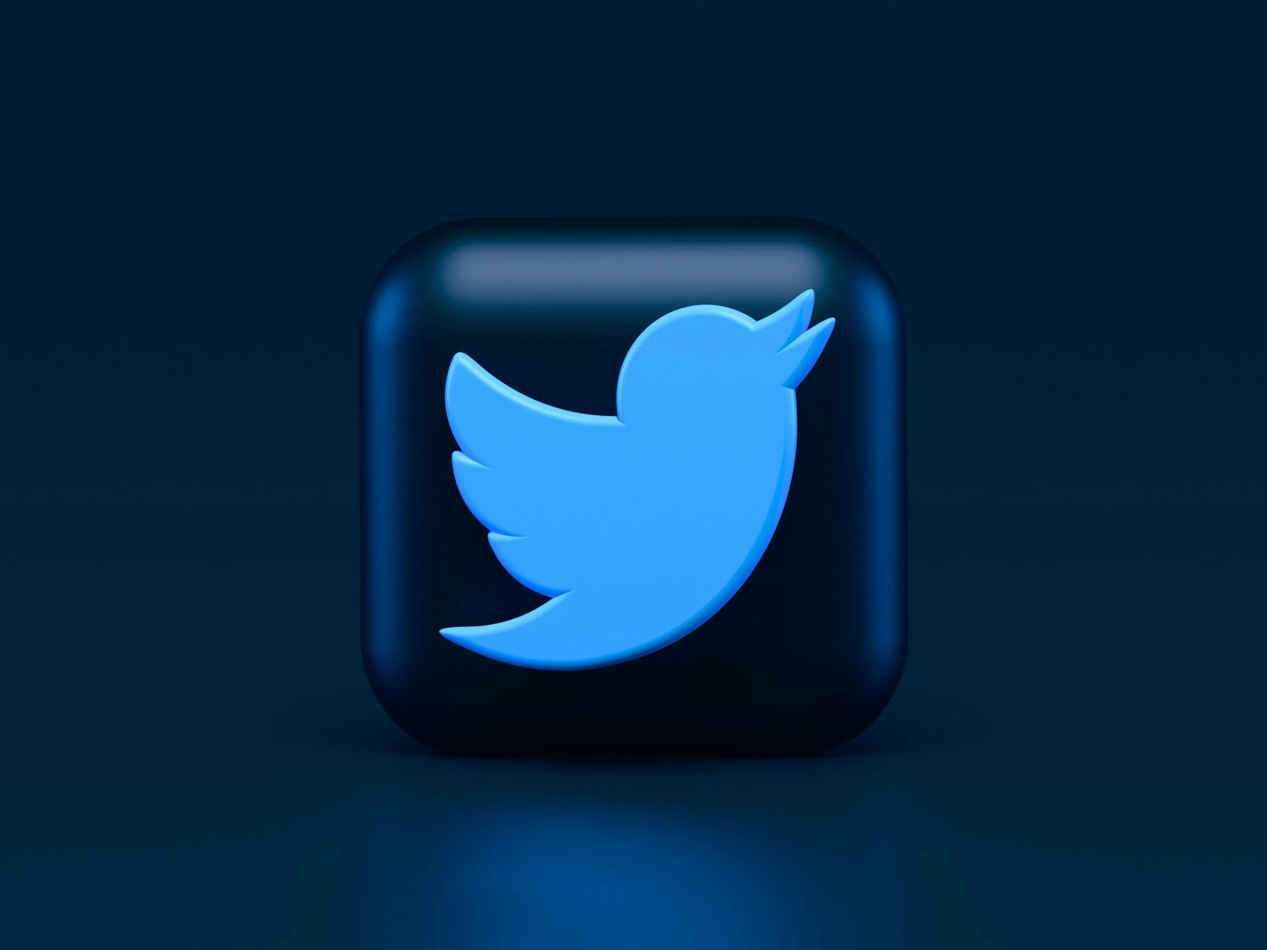 A dark blue square button with the Twitter bird logo in light blue in the center.