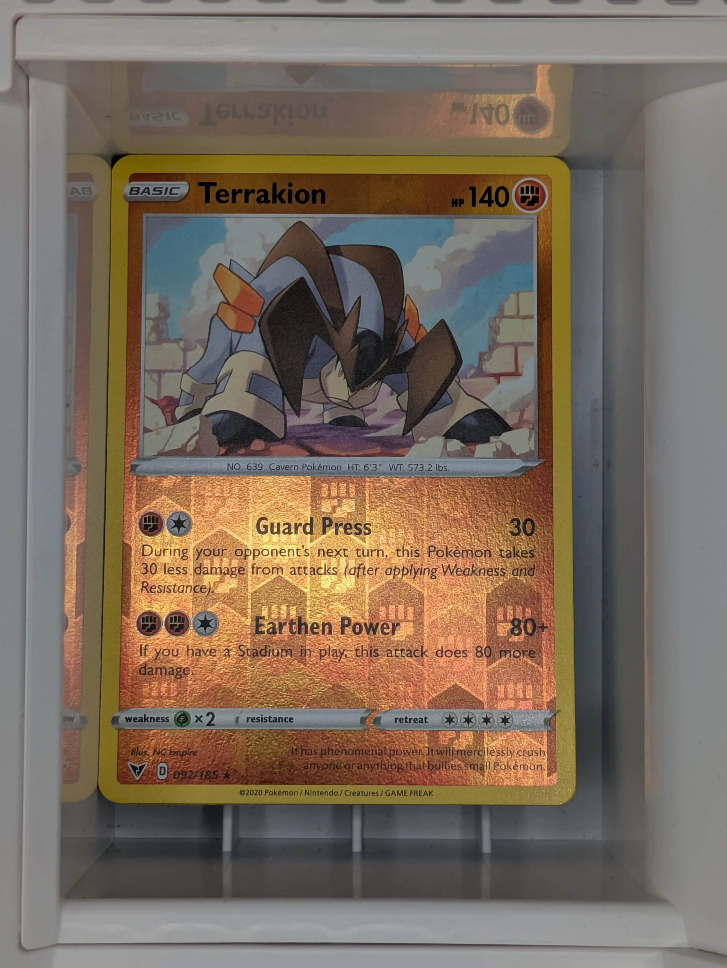 Terrakion 92/185 Reverse Holo Light played