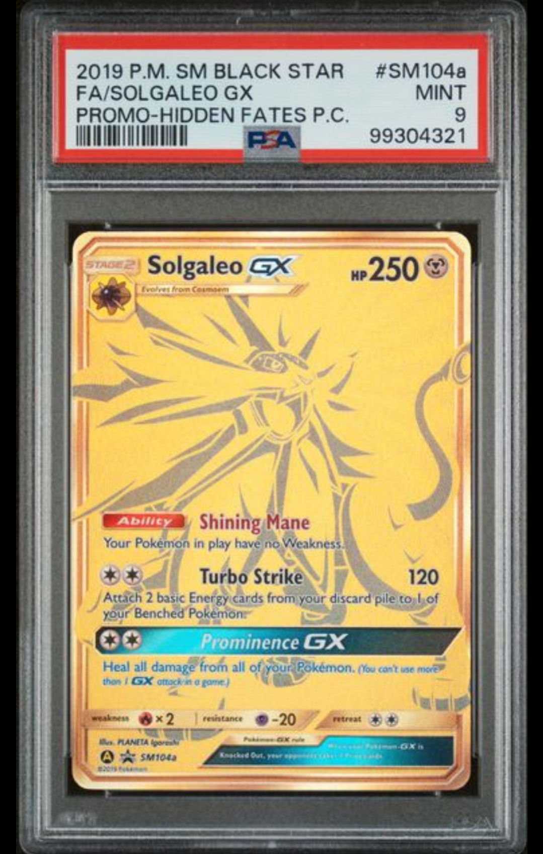 PSA 7 2019 SM Black Star Promo #SM104a Full Art Solgaleo GX HIdden Fates