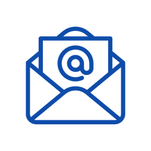 Icon of envelope with @ on a piece of paper